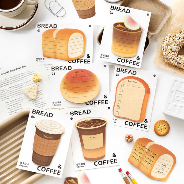 30PCS Coffee Bread Series note paper