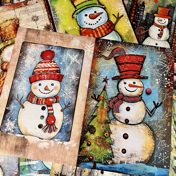 10PCS Snowman Christmas background paper