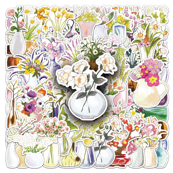50PCS Hand painted vase Sticker