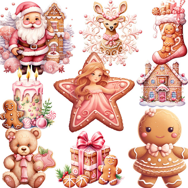 20PCS Pink gingerbread house sticker