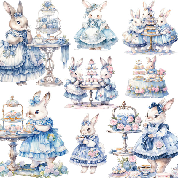 12PCS Blue dress Rabbit sticker