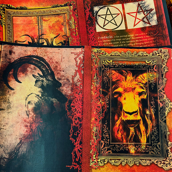 9PCS Red Satanic demon background paper