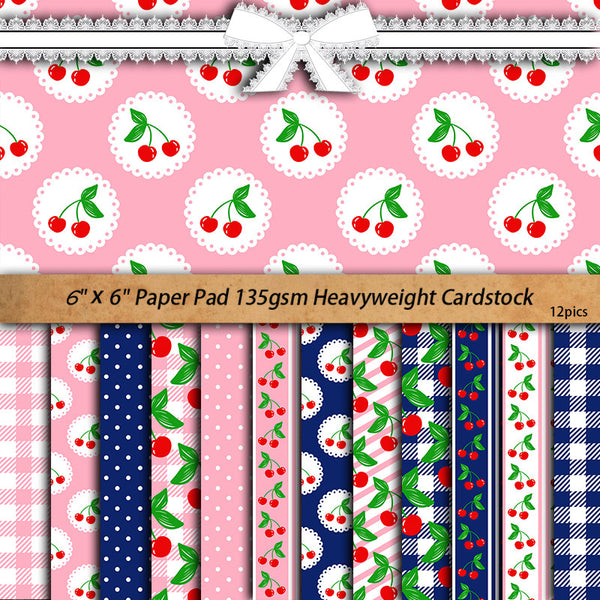 12PCS Cherry pattern material paper