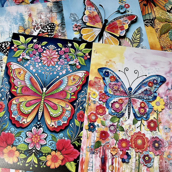 10PCS Bohemian butterfly background paper