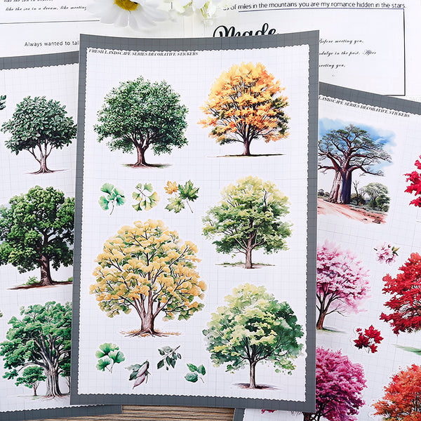 34PCS Evening clouds and spring trees sticker