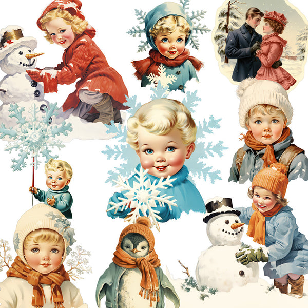 20PCS Vintage Winter Kid sticker