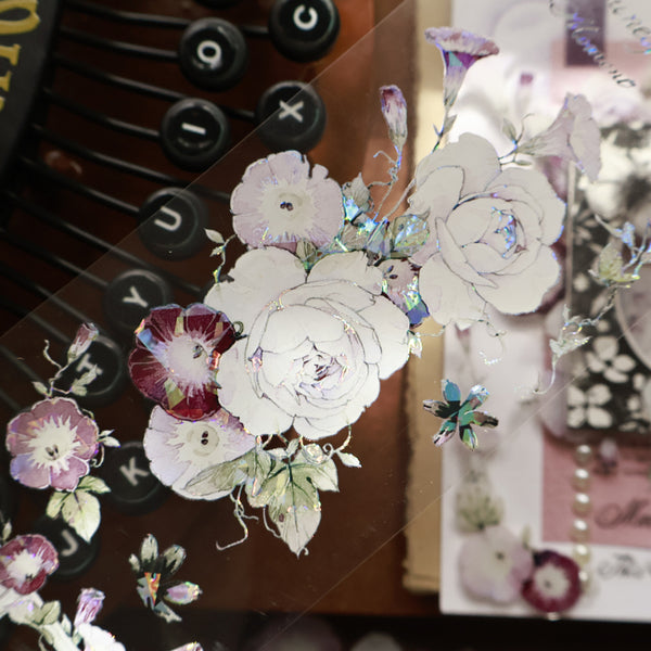 6.5cm*120cm Pink Window flowers Die Cutting Washi/PET/Shell Light PET Tape