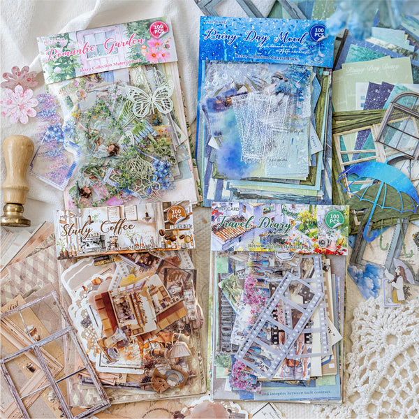 100PCS Watercolor Life Guide Series material paper set