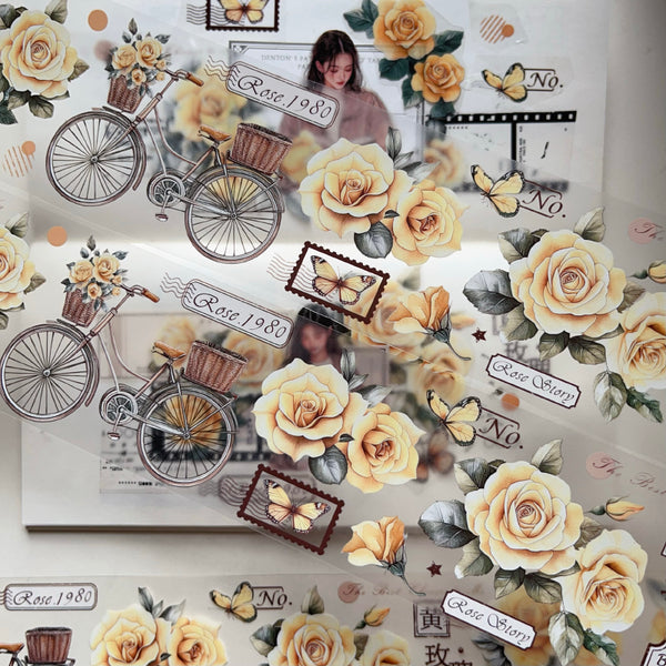 Whole Roll 6cm*3m Yellow rose Die Cutting PET Tape