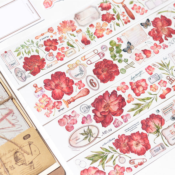 Whole Roll 5cm*5m Red Rose Washi/PET tape