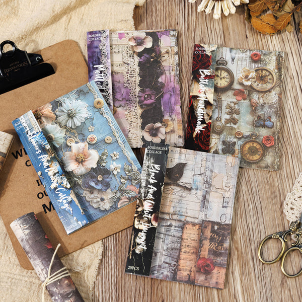 20PCS Borderless collage series material paper