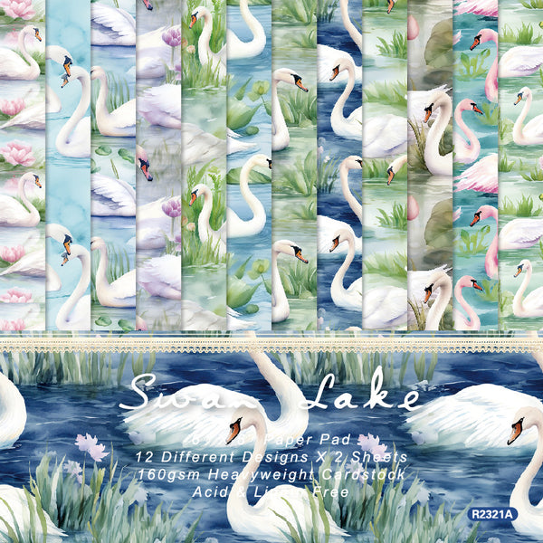 24PCS Swan Lake background paper