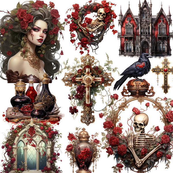 20PCS Red black gothic sticker