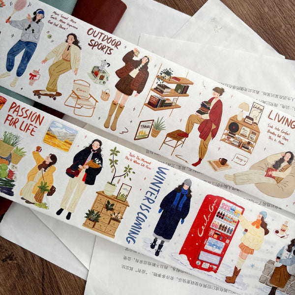 7cm*100cm Warm winter Die Cutting Washi/PET/Fog PET Tape