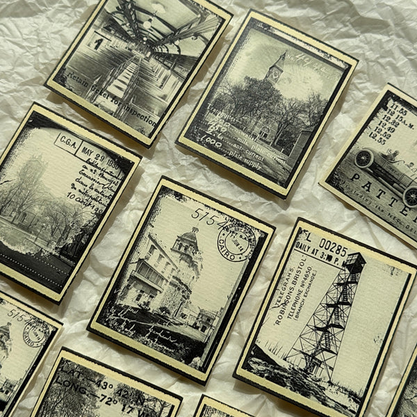 3PCS Retro architecture stamps background paper
