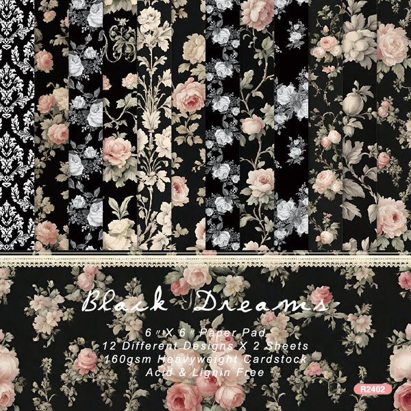 24PCS Black Dreams background paper