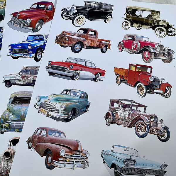 5PCS Vintage car background paper
