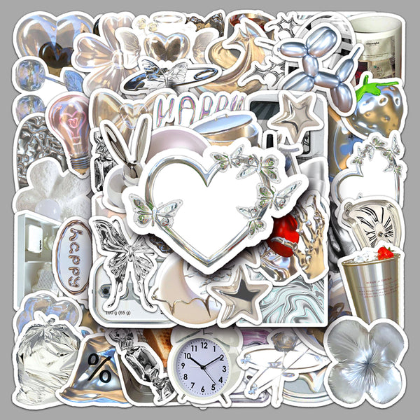 50PCS Silver Life Attitude Sticker