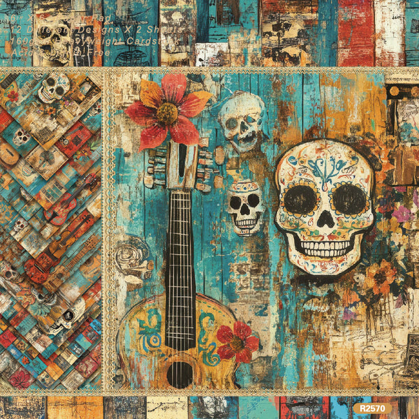 24PCS Dark Skeleton material paper