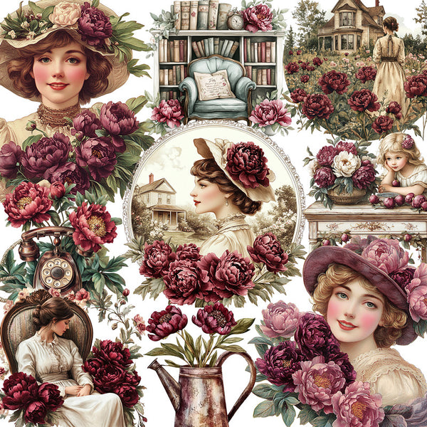 20PCS Vintage Flower Girl sticker