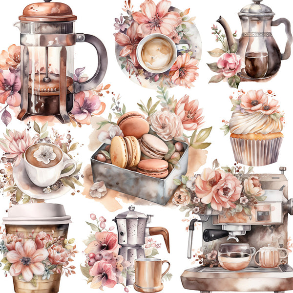 20PCS Flower coffee sticker