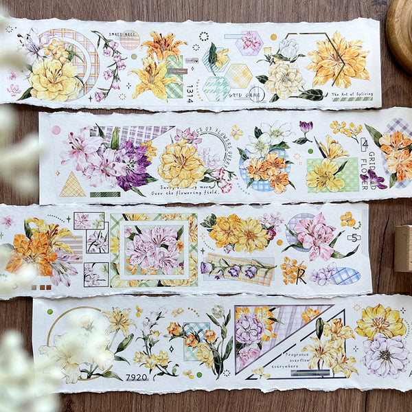 Whole Roll 5.5cm*5m Flower & Lattice Washi/PET Tape