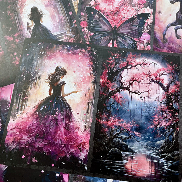 10PCS Black swan Fairy background paper