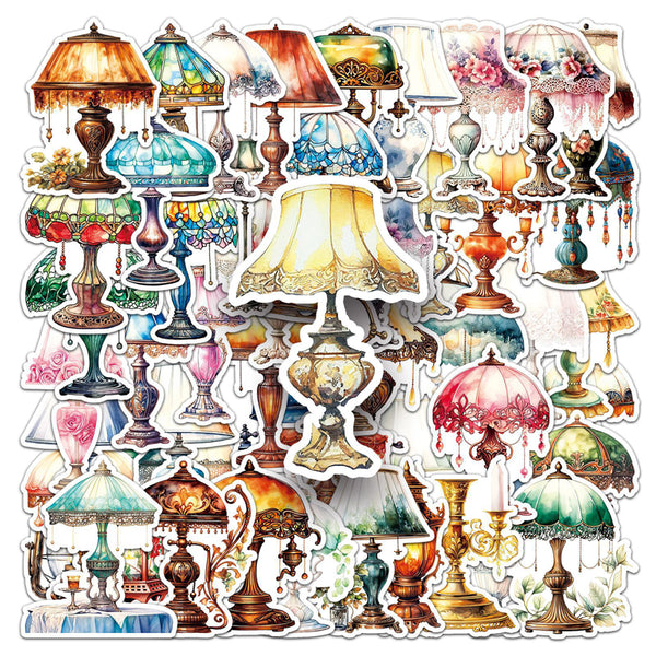 50PCS Retro desk lamp Sticker