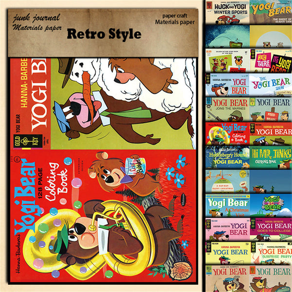 12PCS Retro yoga bear material paper