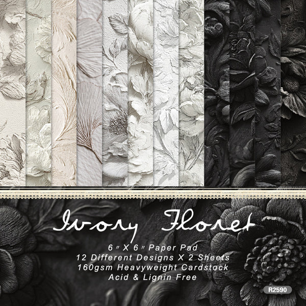 24PCS Relief flower background paper