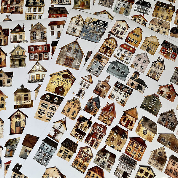 6PCS Mini building house background paper