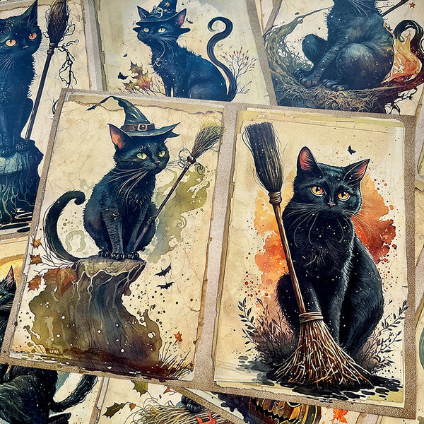 10PCS Magic Black cat background paper