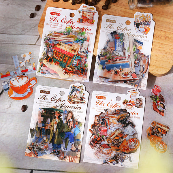 30PCS Her coffee memories Series sticker
