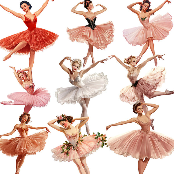 20PCS Retro ballet girl sticker
