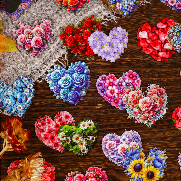16PCS Heart Flower Series sticker