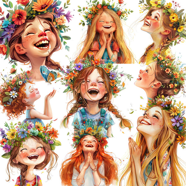 20PCS Garland smiling girl sticker