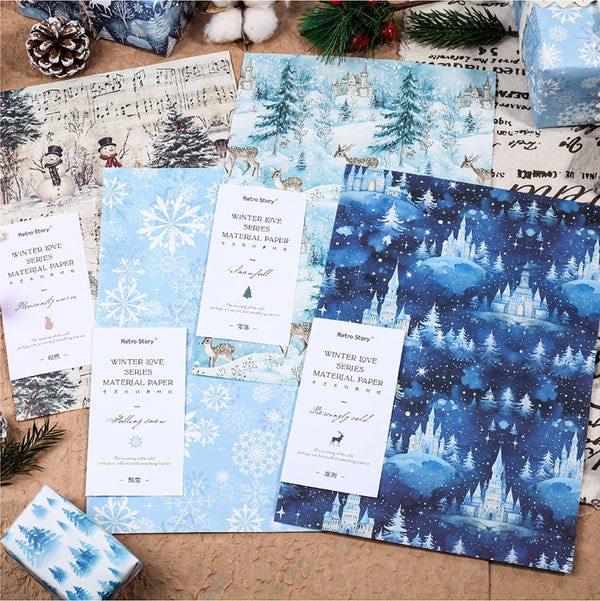 10PCS Winter love series material paper