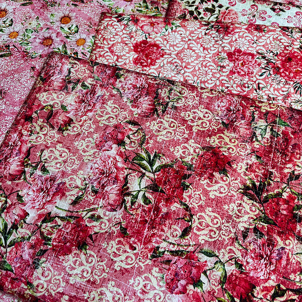 12PCS Pink garden floral background paper