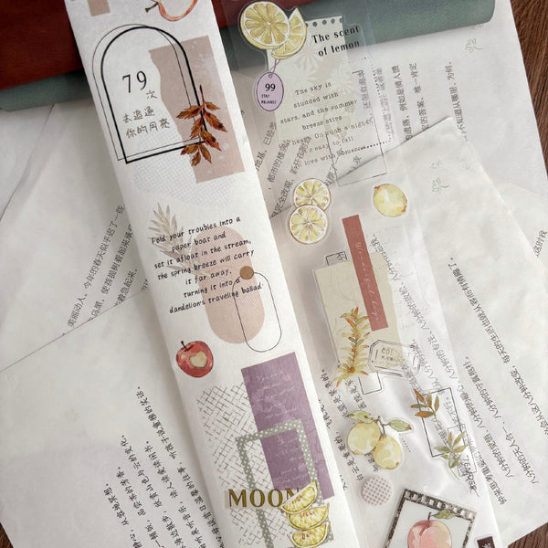 Whole Roll 5cm*6m Light retro style Die Cutting Washi/PET Tape