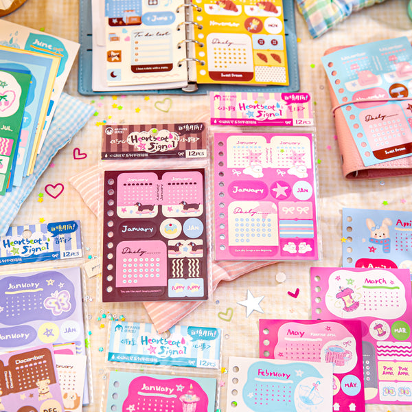 12PCS Heartbeat Signal Series sticker