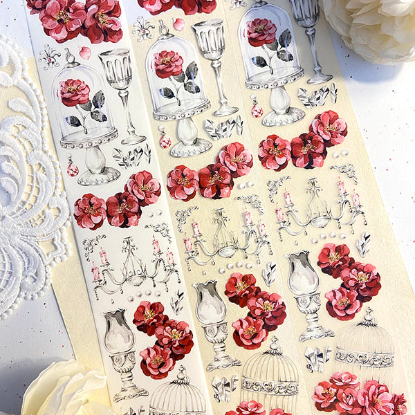 Whole Roll 6cm*5m Red rose Rococo Washi/PET Tape