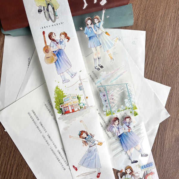 6.5cm*100cm Youthful days Die Cutting Washi/PET/Fog PET Tape