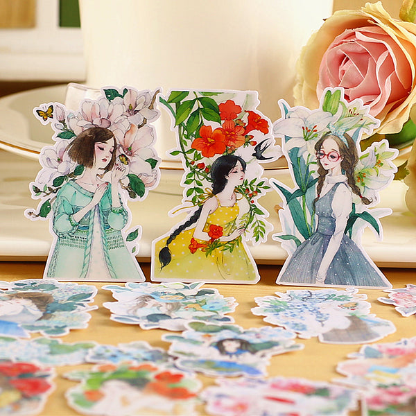 20PCS The girl in the flowers series sticker