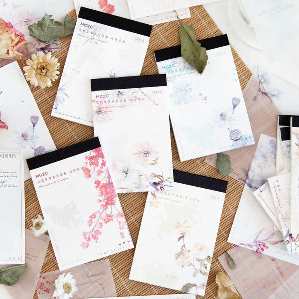30PCS Flower branches and ink series note paper