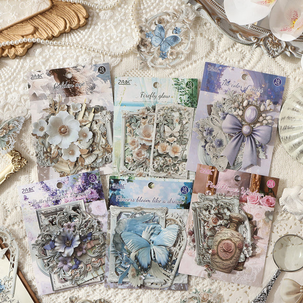 10PCS Carved Shadows Flowers Series sticker