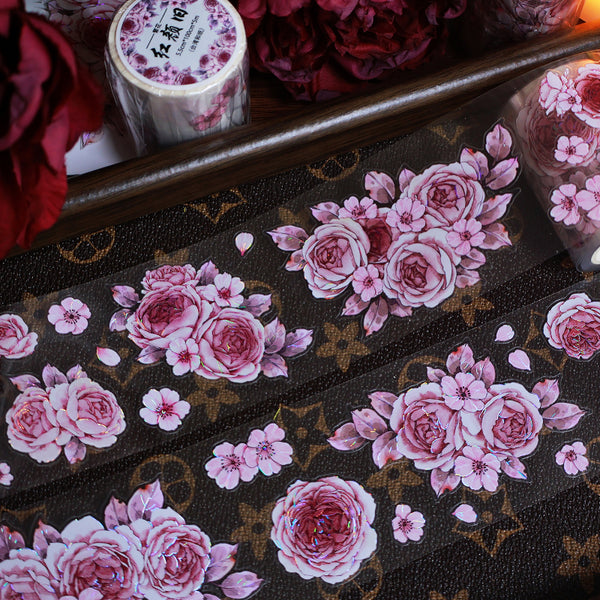 Whole Roll 5.5cm*5m The beauty of flowers Die Cutting Washi/PET/Shell Light PET Tape