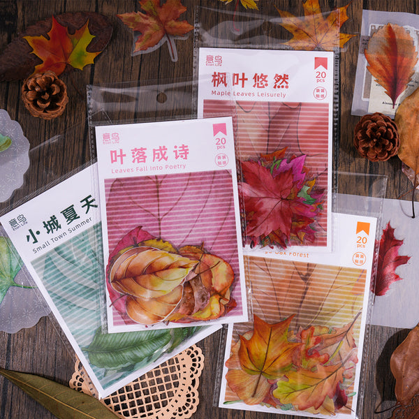 20PCS Leaf completed poem series sticker