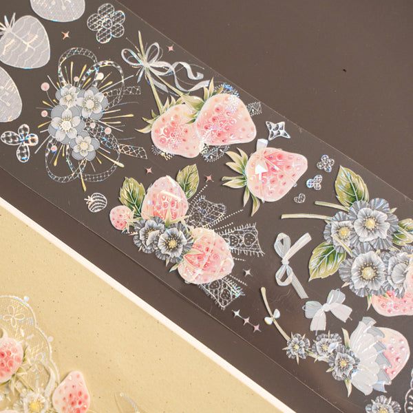 6cm*100cm Strawberry Summer Kiss PET/Shell Light PET Tape