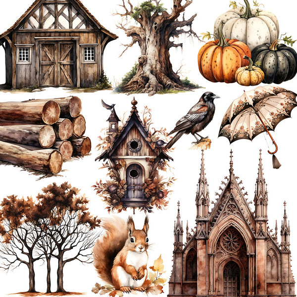 12PCS Gothic autumn sticker