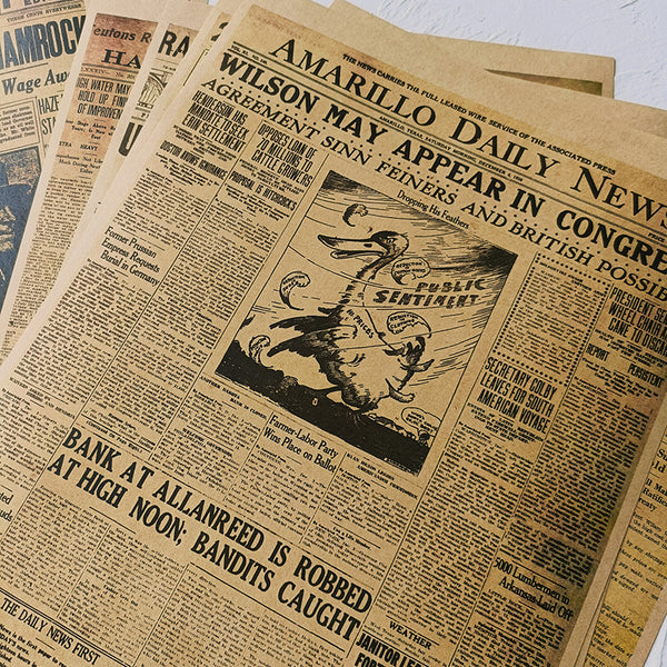 12PCS Vintage English newspaper background paper